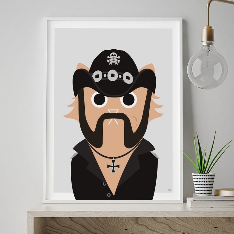 Lemmy Cat Wall Art Print, Motorhead Print, Music Print, Cat Art, Rock Music Gift