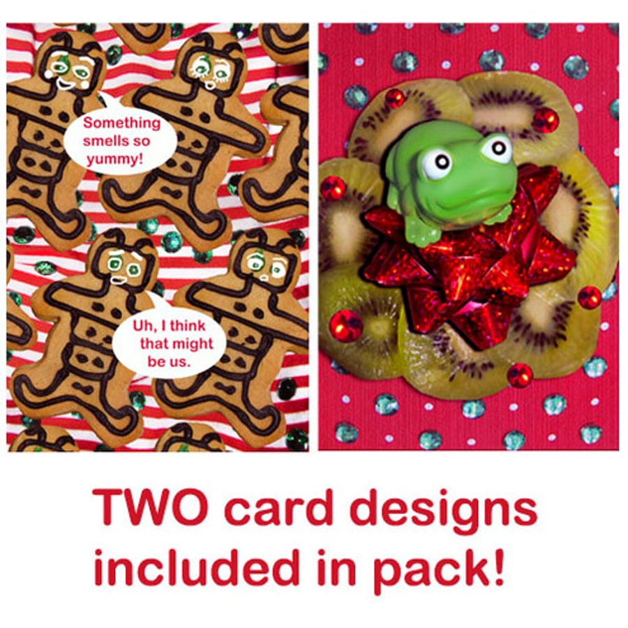 Christmas Cards (pack of 6) - Gingerbread + Froggy