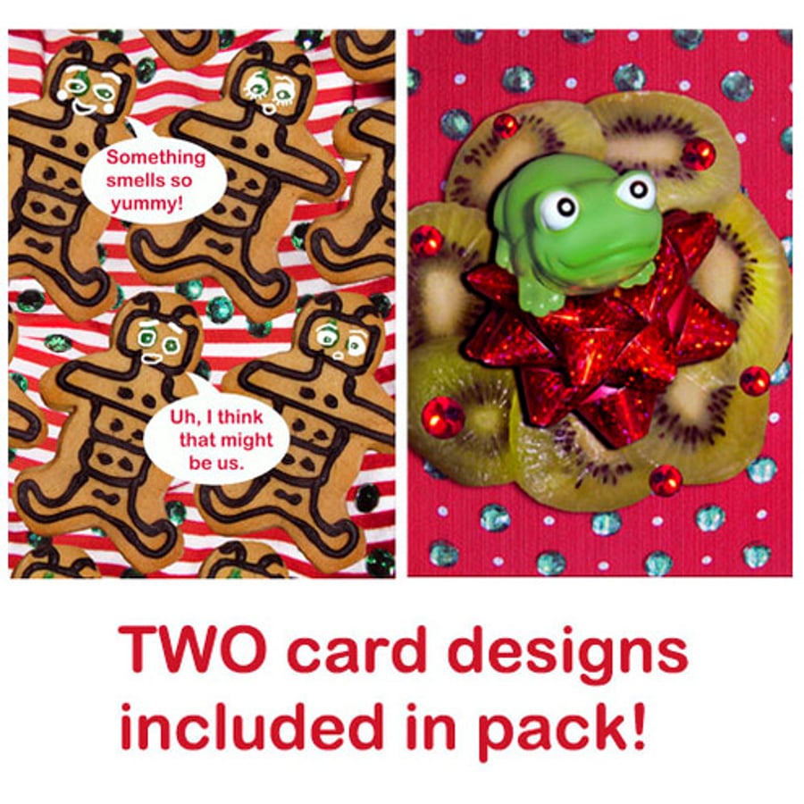 Christmas Cards (pack of 6) - Gingerbread + Froggy