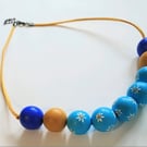 Floral colourful wooden bead necklace - Hand Painted - by Petal and Wren