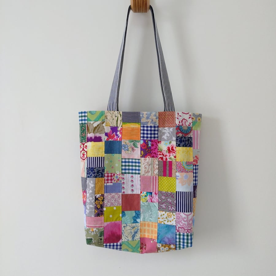 Upcycled Cotton Patchwork Tote Bag