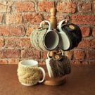 Mug cosy handknit British wool with handmade wooden button useful little gift
