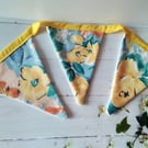 Yellow floral bunting, reusable cotton floral bunting 