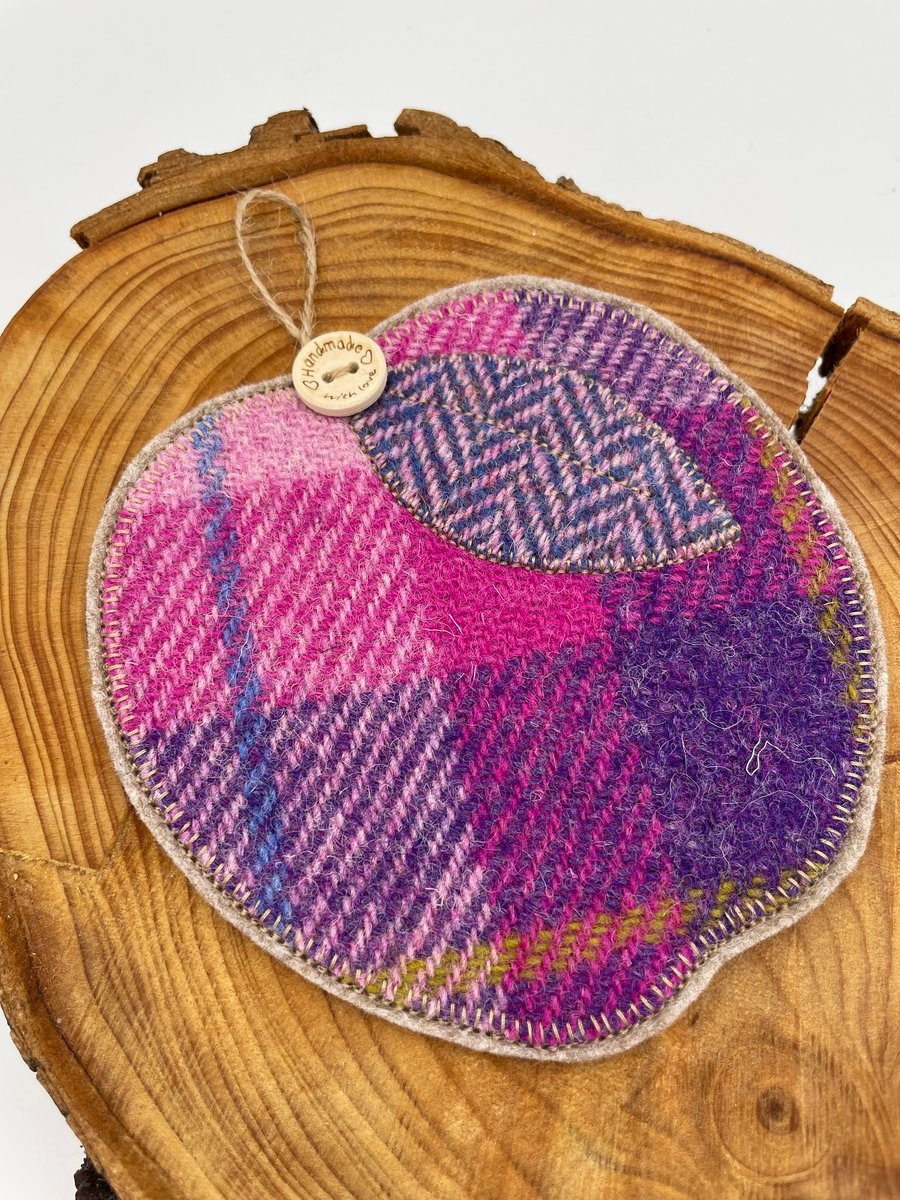 Apple shaped Scottish tweed coaster