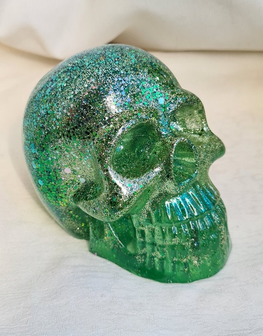 Gorgeous Glittery Apple Resin Skull. No 9