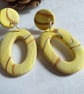 YELLOW MARBLE EFFECT POLYMER CLAY EARRINGS - - FREE UK POSTAGE - Image 4
