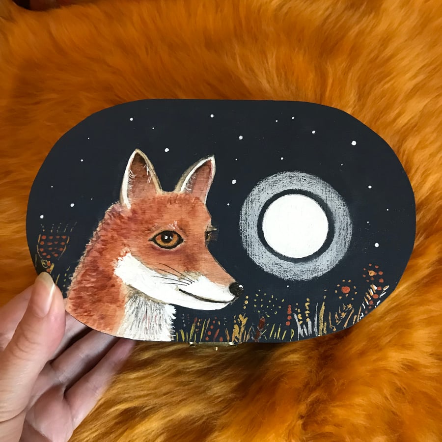 SALE! Painted wooden Fox box
