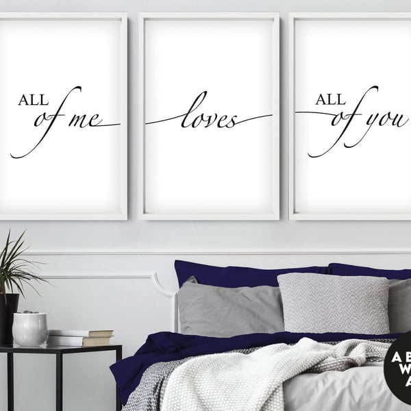 Love Wall Art, Anniversary gift, Valentine's day, Set x 3 couple gift prints, Be