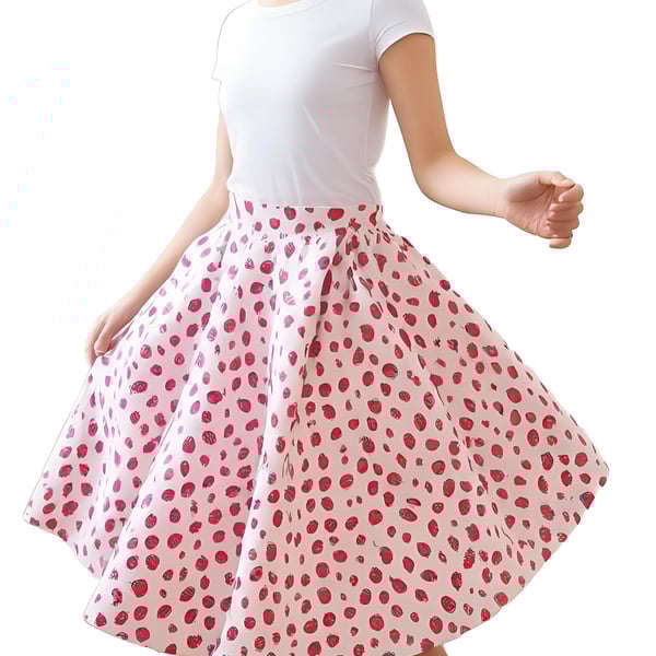 1950s Vintage Retro Rockabilly Circle Skirt Strawberry print Sizes 10-26 