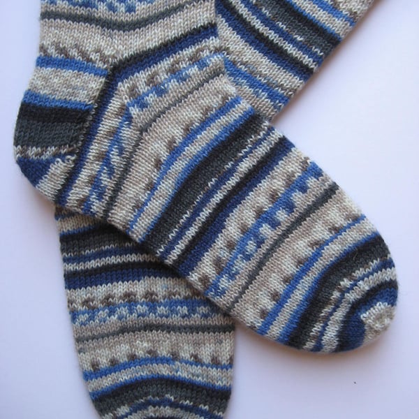 hand knit mens wool socks UK 9-11