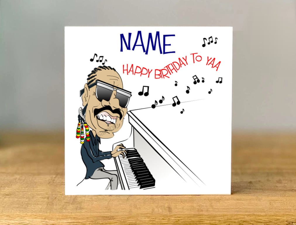 Personalised stevie wonder Music Birthday Card, Motown Inspired,