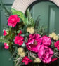 Crochet Pink Peony Wreath Front Door UK - Handmade Spring Summer Wreath 41cm - Image 4
