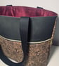 Handmade Cork Tote Bag Snakeskin Print with Plum Lining - Image 3