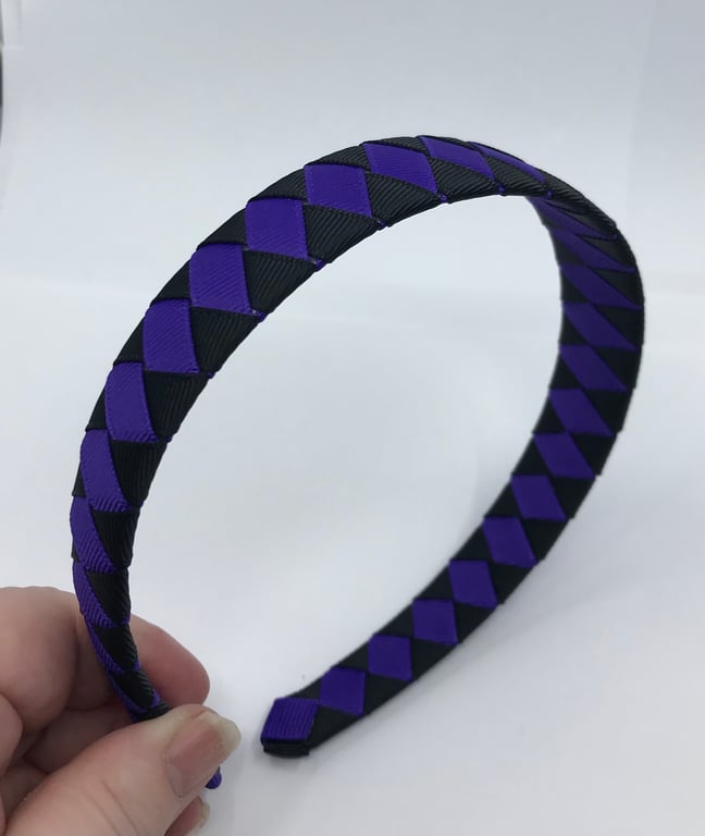 Black and Purple Diamond Pleated Hairband