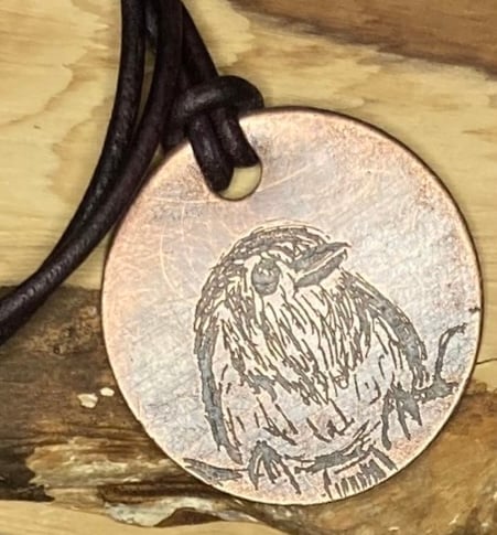 Robin Redbreast - Handmade Etched Copper Pendant Necklace