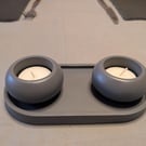 Grey Ecoresin Tray and Tealight Holder Set