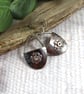 Earrings, Sterling Silver and Copper Teardrop Flower Droppers - Image 2