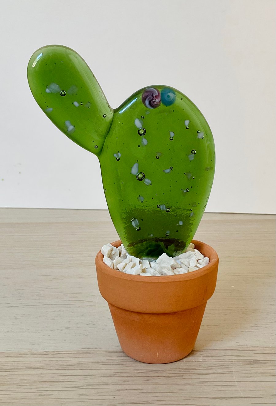 Handmade fused glass cacti plant in pot