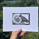 Rams Head Original Linocut Print
