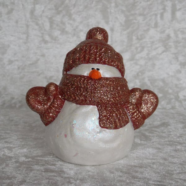 Ceramic Hand Painted Small Christmas Xmas Snowman Ornament Decoration.      