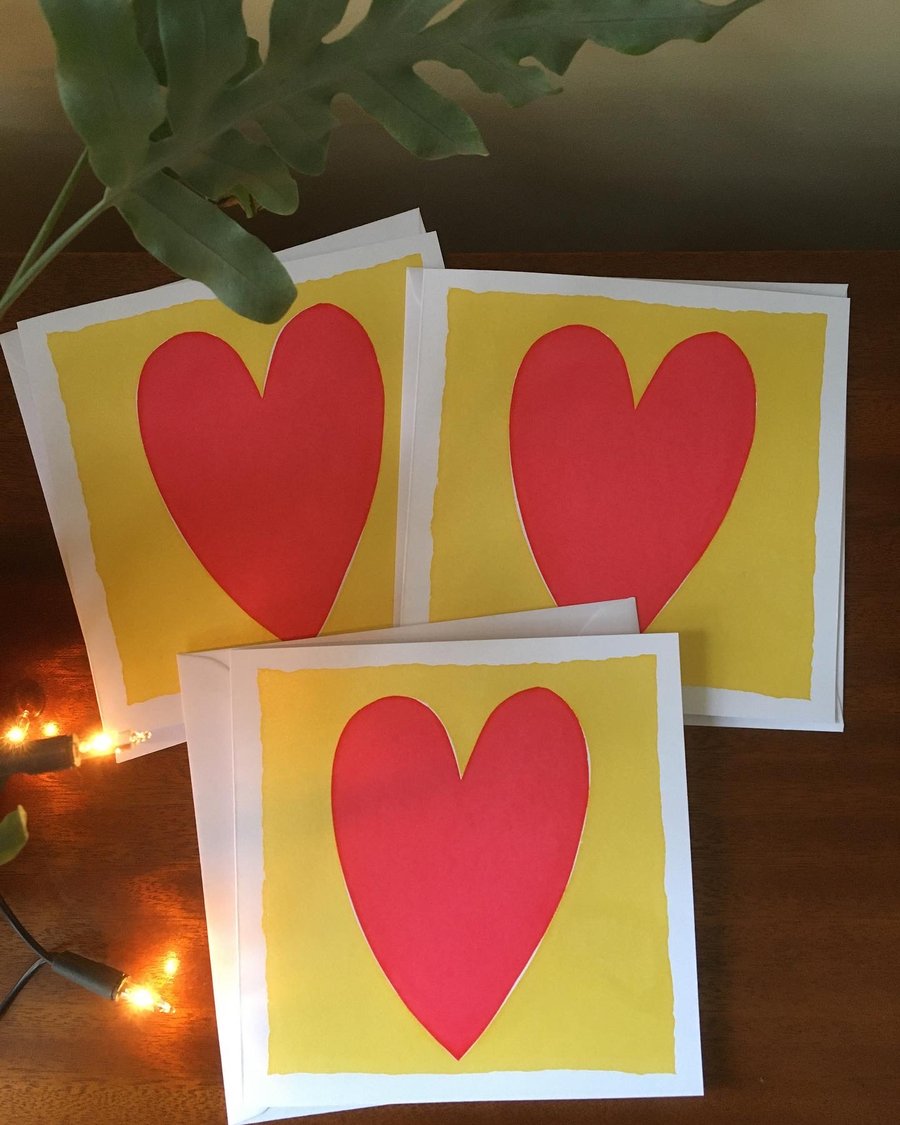 Love Heart Greetings Card - Original Silkscreen Print (Hand Printed)