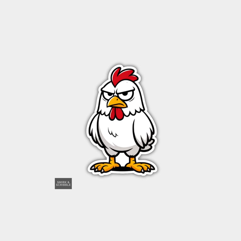 Funny Novelty Vinyl Sticker - Grumpy Chicken     