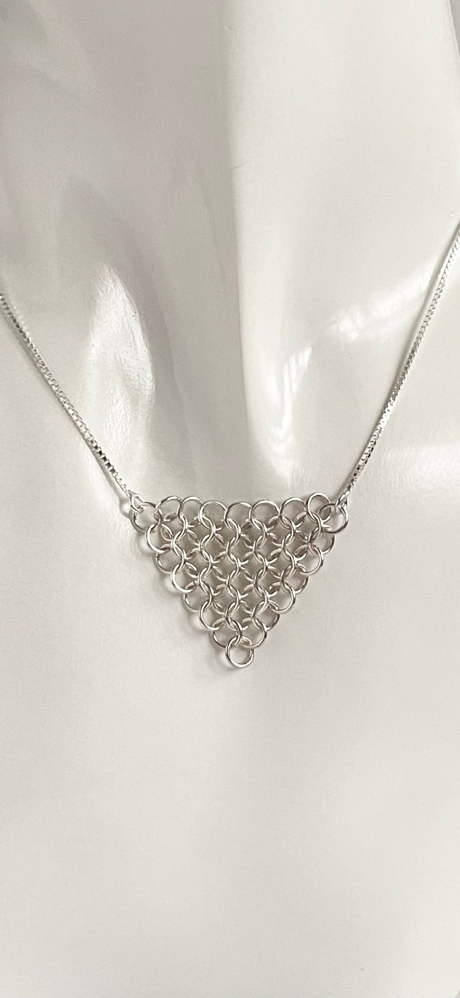 Sterling Silver Chainmaille Graduated Necklace 