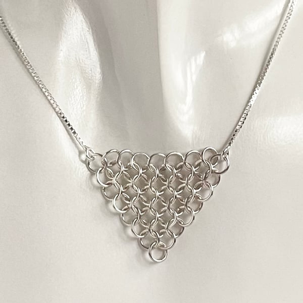 Sterling Silver Chainmaille Graduated Necklace 