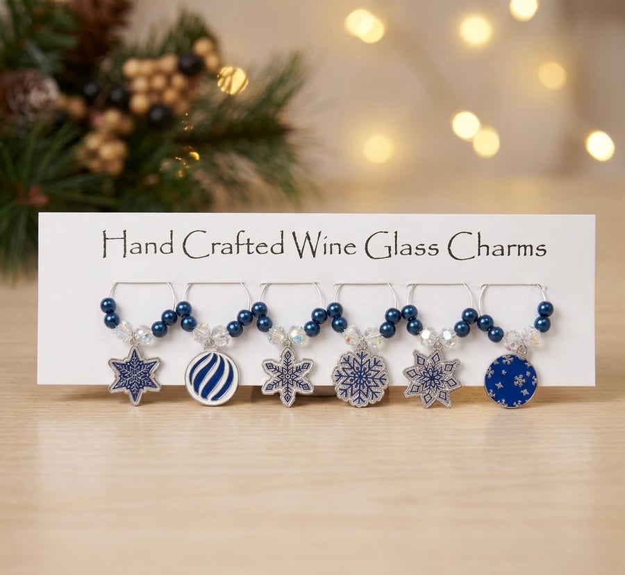 Festive Wine Glass Charms - Set of 6