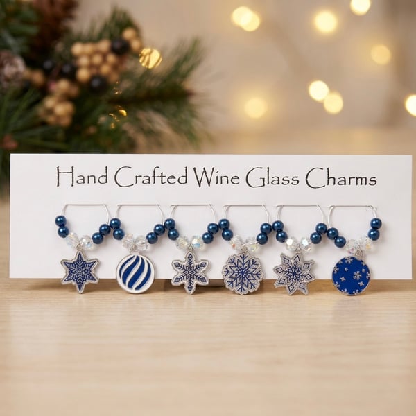 Festive Wine Glass Charms - Set of 6