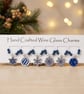 Festive Blue and White Wine Glass Charms - Set of 6 - Image 1