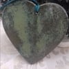 Handmade ceramic green heart hanging decoration