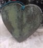 Handmade ceramic green heart hanging decoration