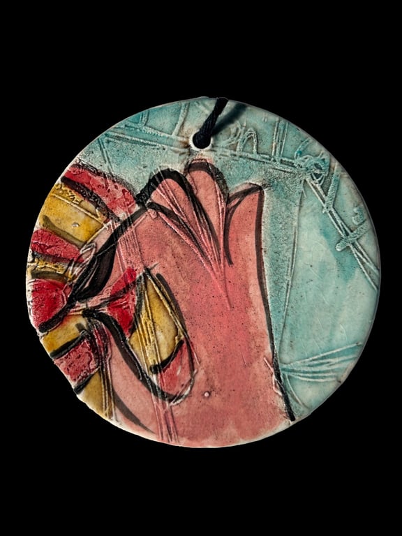 Ceramic Keepsake Wall Hanging: Hand and Target