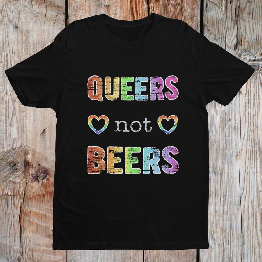 Queers Not Beers Gay Pride Rainbow Shirt, Unisex sober shirt, Sober LGBT apparel