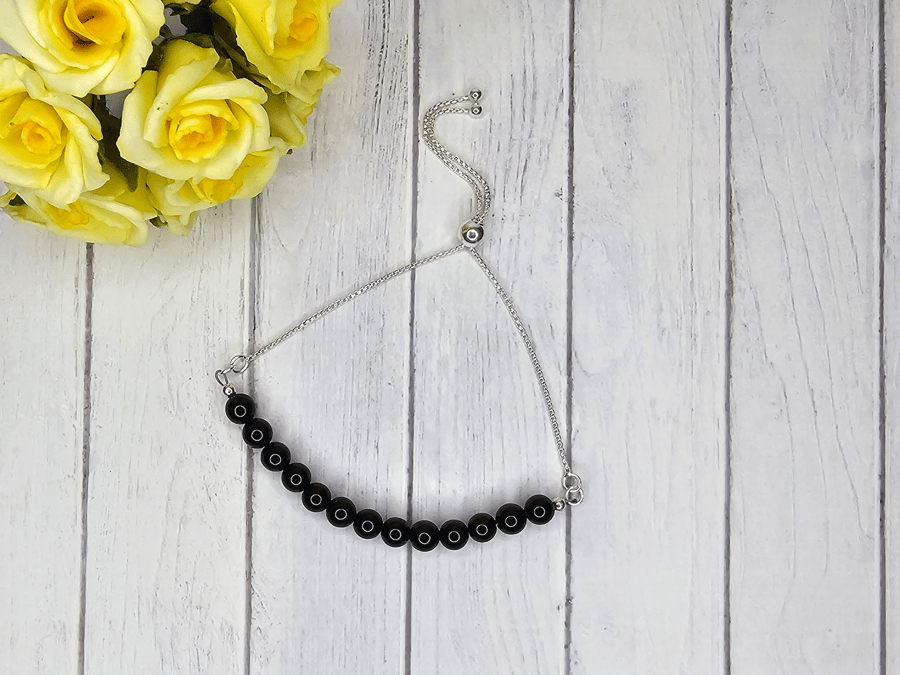 Onyx sterling silver bracelet - wise decision-making - quells anxiety