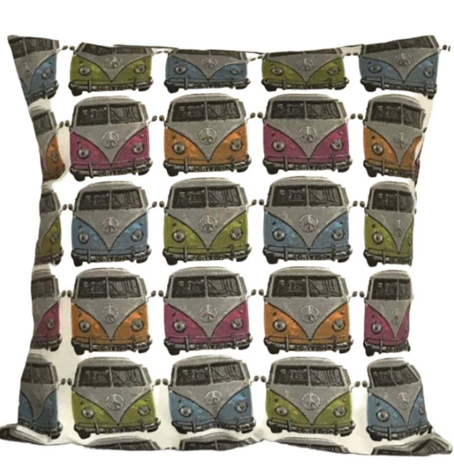 Camper Van Pattern Cushion Cover 14”x14” Last One