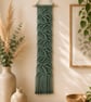 Mint Green Macrame Wall Hanging - Recycled Cotton - Boho Wall Decor.