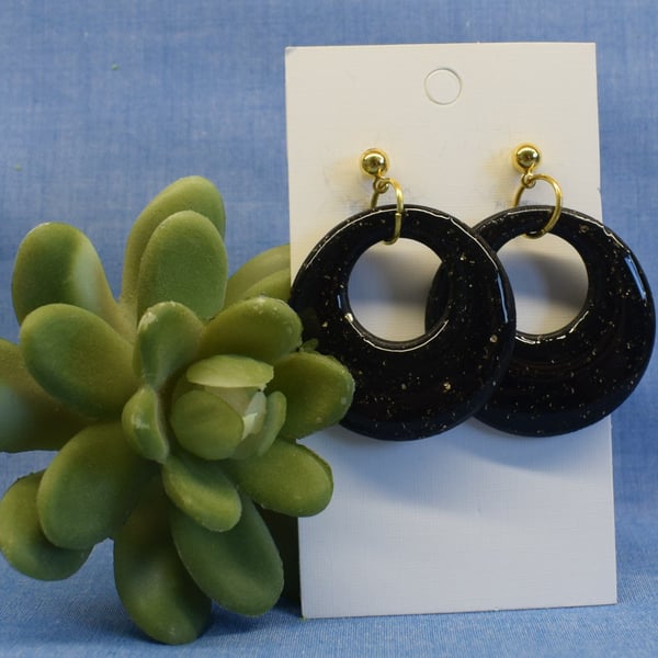 Black Circle Hoop Earrings