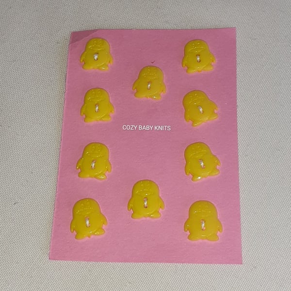 YELLOW PENGUIN SHAPED BUTTONS