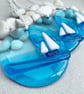 Sailboat - Turquoise - handmade fused glass decoration