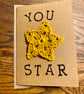 Handmade crochet star A6 “You Star” greeting card