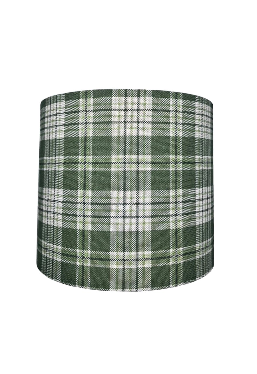 Handmade Sapling Green Shetland Tartan Check Cotton Fabric Lampshades