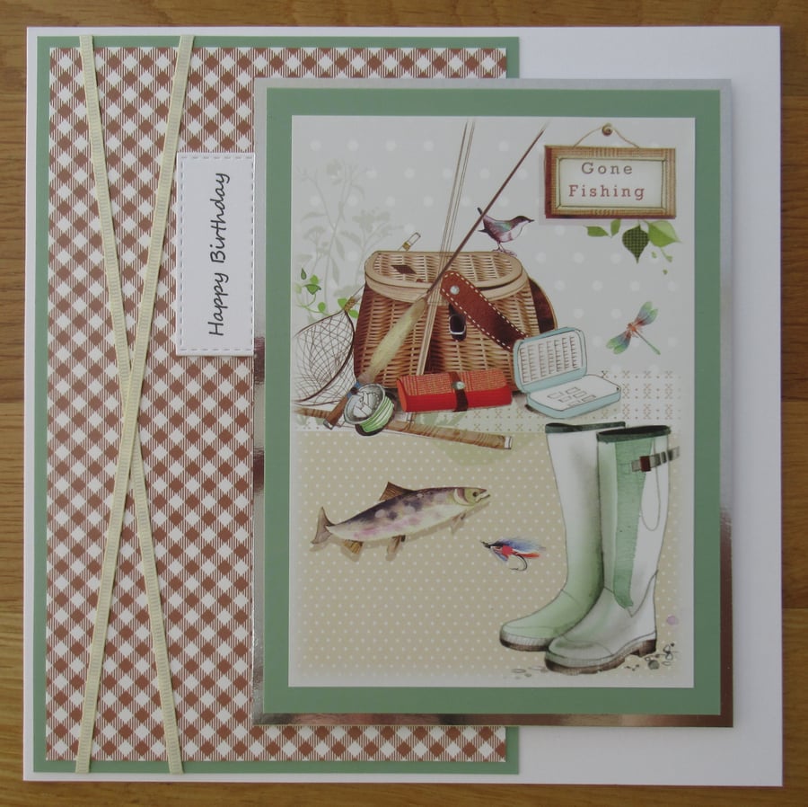 Gone Fishing - 8x8" Birthday Card