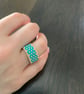 Vibrant turquoise colour beaded ring - Image 2