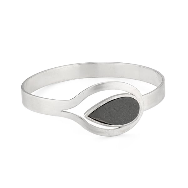 Maricela by Fedha - elegant sterling silver and slate bangle