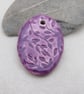 Large Lilac Purple Sprig Ceramic Pendant - Image 3