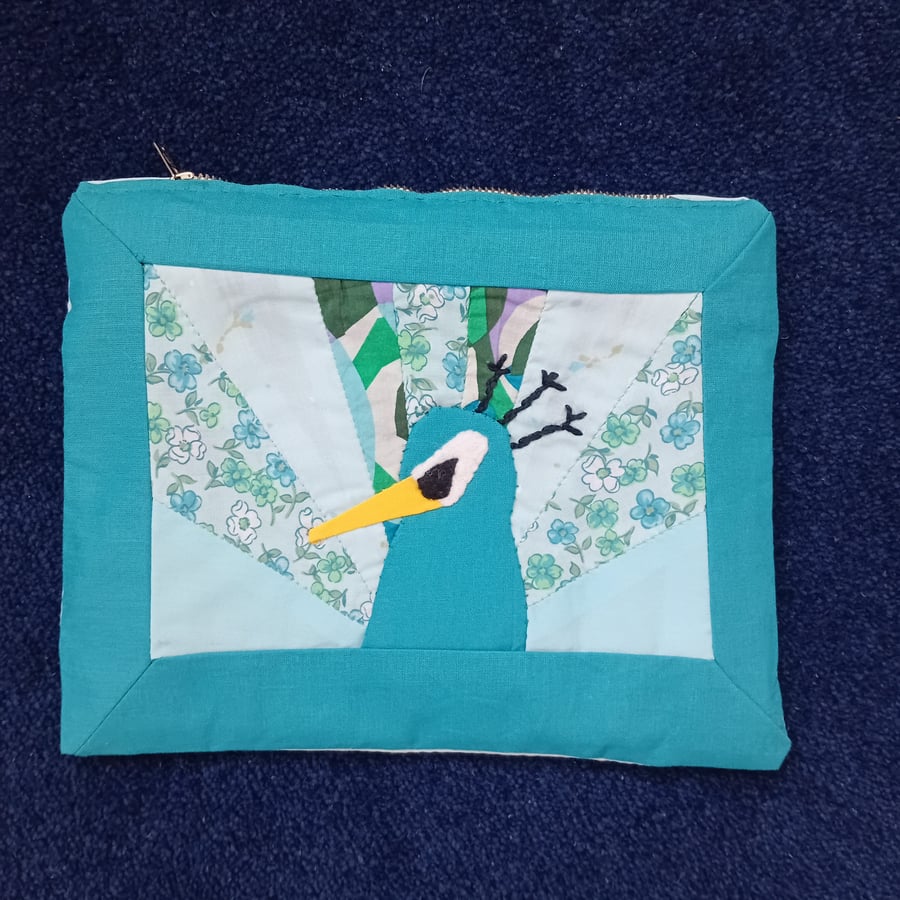 Padded case for phone, kindle etc.  Peacock bag