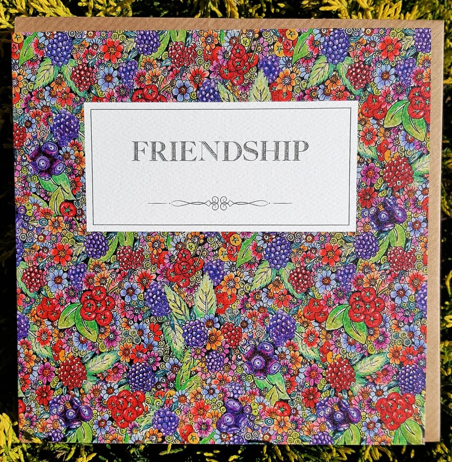 Friendship floral doodle card