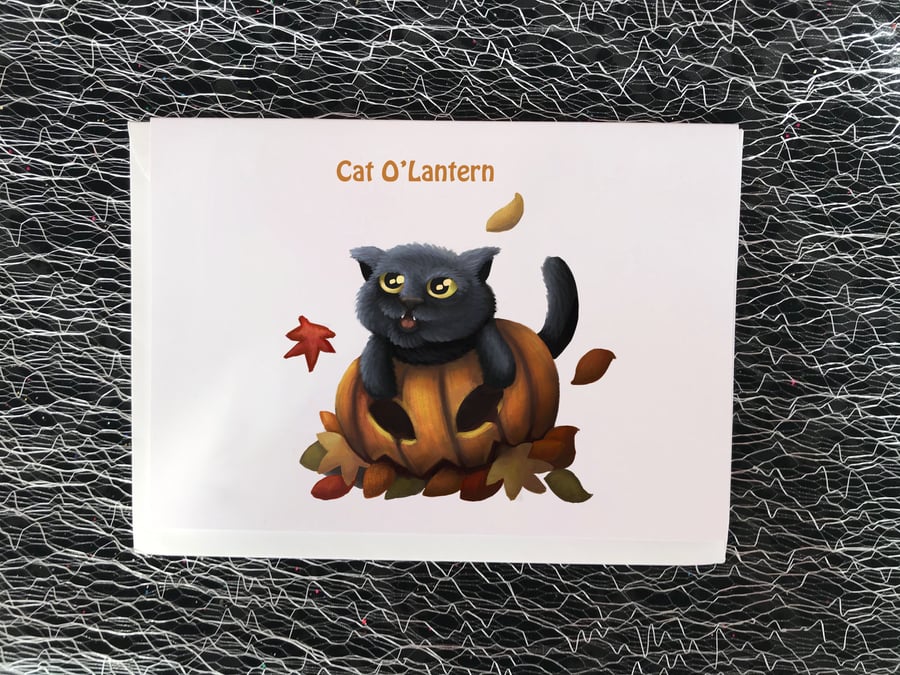 'Cat O'Lantern' Cat Greeting Card